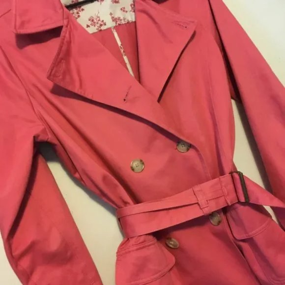 Old Navy Jacket Womens Trench Coat Size Large Lightweight Belted Salmon Pink - Picture 6 of 6